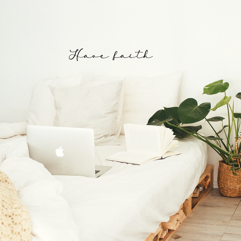 Vinyl Wall Art Decal - Have Faith - 4.5" x 30" - Cursive Trendy Modern Inspirational Religious Faithful Quote For Home Bedroom Living Room Church Indoor Work Decoration Sticker 3