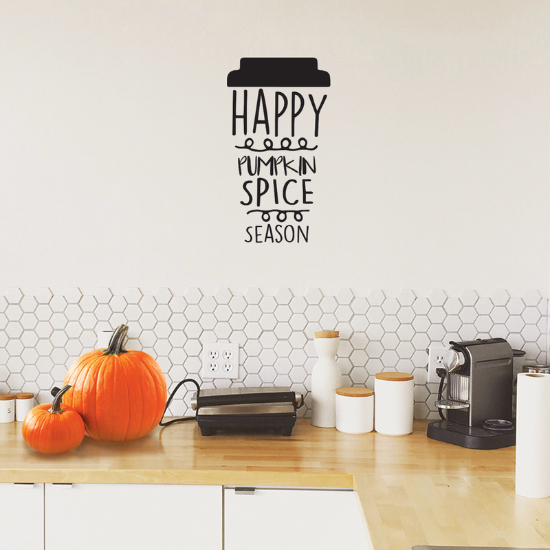 Vinyl Wall Art Decal - Happy Pumpkin Spice Season - 22" x 12" - Modern Cute Halloween Quote For Home Bedroom Living Room School Office Store Holiday Seasonal Decoration Sticker 3
