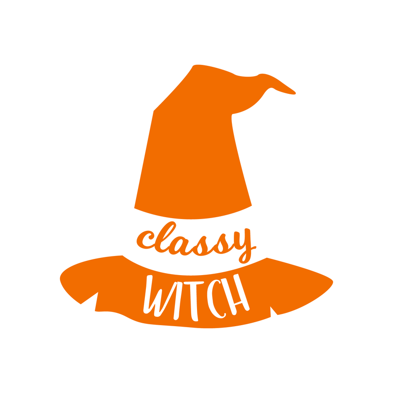 Vinyl Wall Art Decal - Classy Witch - 17" x 18" - Trendy Halloween Season Hat Shape Cursive Quote For Home Bedroom Living Room School Classroom Office Decoration Sticker 5