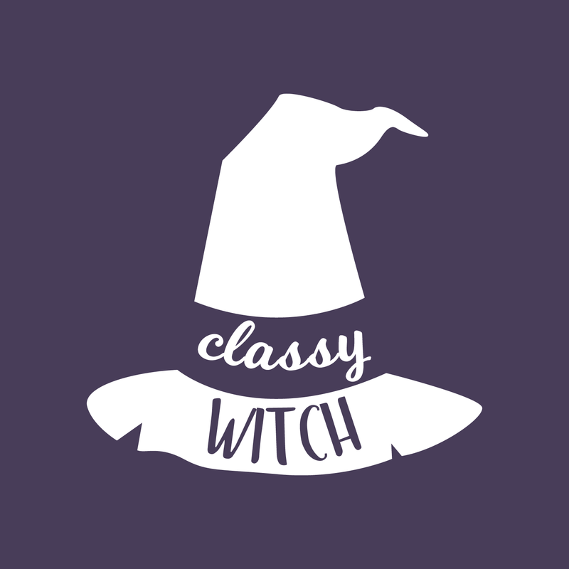 Vinyl Wall Art Decal - Classy Witch - 17" x 18" - Trendy Halloween Season Hat Shape Cursive Quote For Home Bedroom Living Room School Classroom Office Decoration Sticker 4