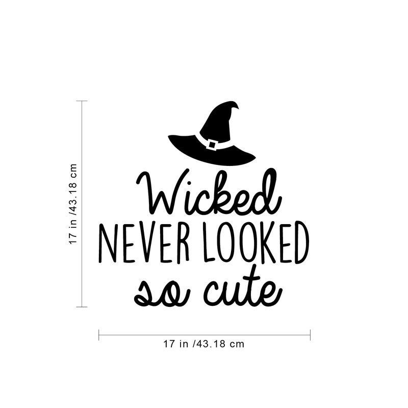 Vinyl Wall Art Decal - Wicked never looked so cute - 17" x 17" - Modern Spooky Halloween Quote For Home Bedroom Kids Room Store Coffee Shop Seasonal Decoration Sticker 1