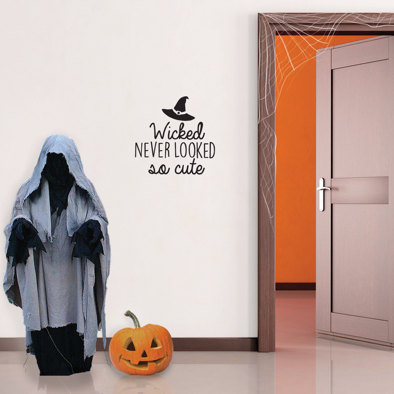 Vinyl Wall Art Decal - Wicked never looked so cute - Modern Spooky Halloween Quote For Home Front Door Store Coffee Shop Seasonal Decoration Sticker 3