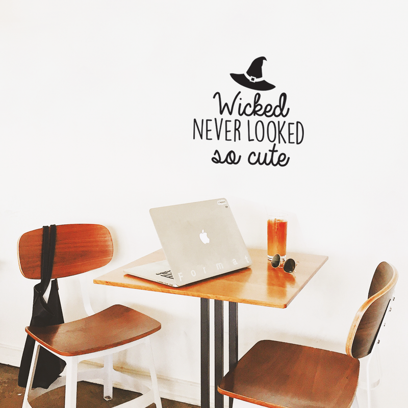 Vinyl Wall Art Decal - Wicked never looked so cute - Modern Spooky Halloween Quote For Home Front Door Store Coffee Shop Seasonal Decoration Sticker 2