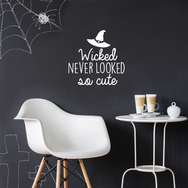 Vinyl Wall Art Decal - Wicked never looked so cute - 17" x 17" - Modern Spooky Halloween Quote For Home Bedroom Kids Room Store Coffee Shop Seasonal Decoration Sticker 2