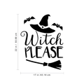 Vinyl Wall Art Decal - Witch Please - Trendy Halloween Season Hat Broom Bats Shape Quote For Home Bedroom Living Room School Classroom Office Decoration Sticker 4