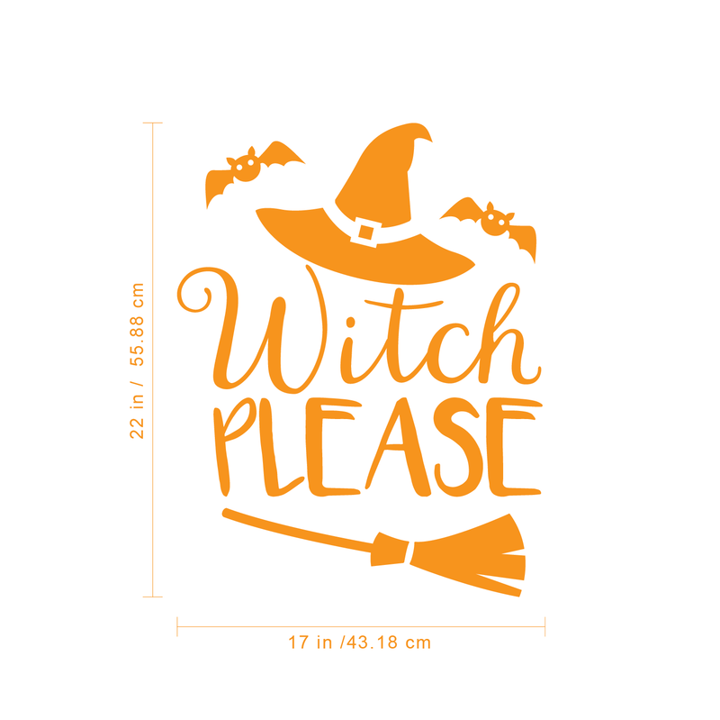 Vinyl Wall Art Decal - Witch Please - 22" x 17" - Trendy Halloween Season Hat Broom Bats Shape Quote For Home Bedroom Living Room School Classroom Office Decoration Sticker 4