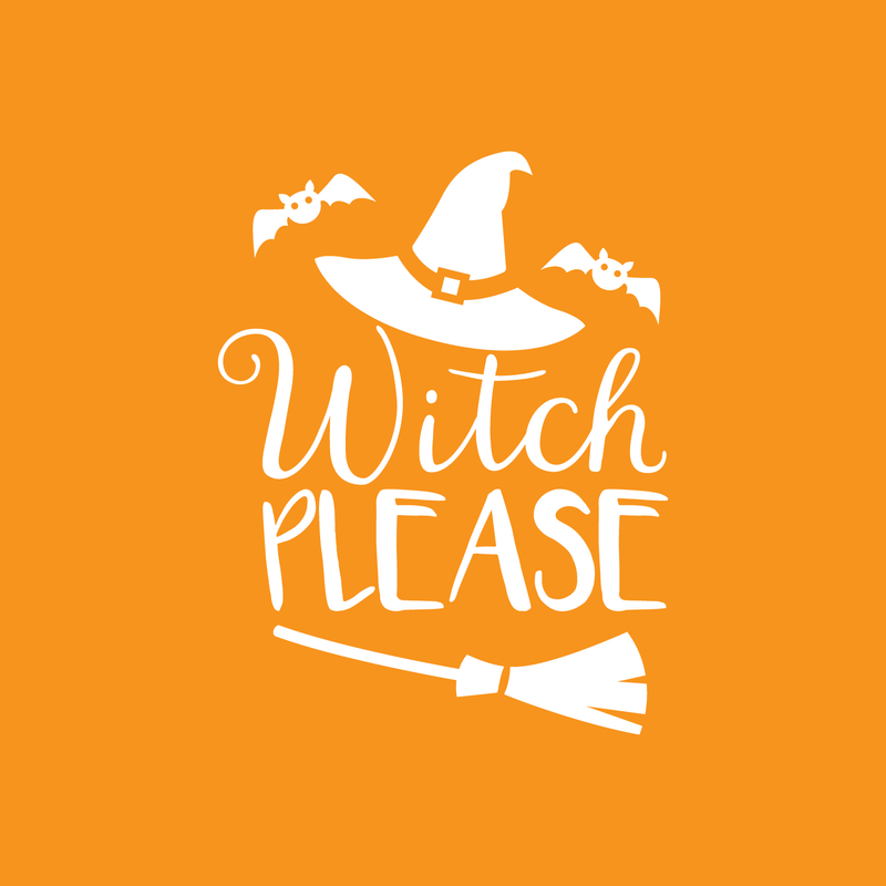 Vinyl Wall Art Decal - Witch Please - 22" x 17" - Trendy Halloween Season Hat Broom Bats Shape Quote For Home Bedroom Living Room School Classroom Office Decoration Sticker 1