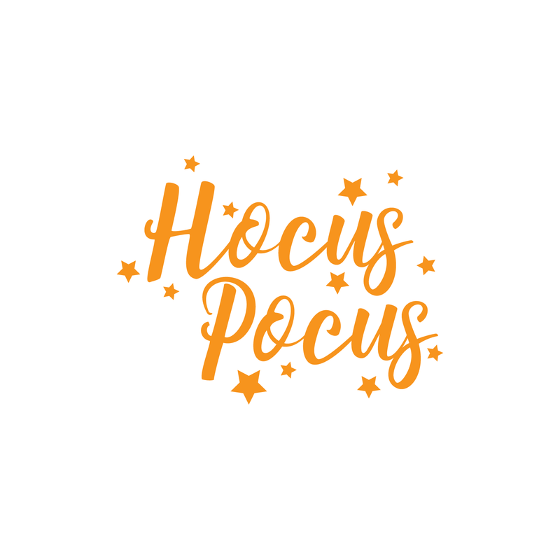 Vinyl Wall Art Decal - Hocus Pocus - 17" x 22" - Trendy Halloween Season Stars Shape Cursive Quote For Home Bedroom Living Room School Classroom Office Decoration Sticker 1