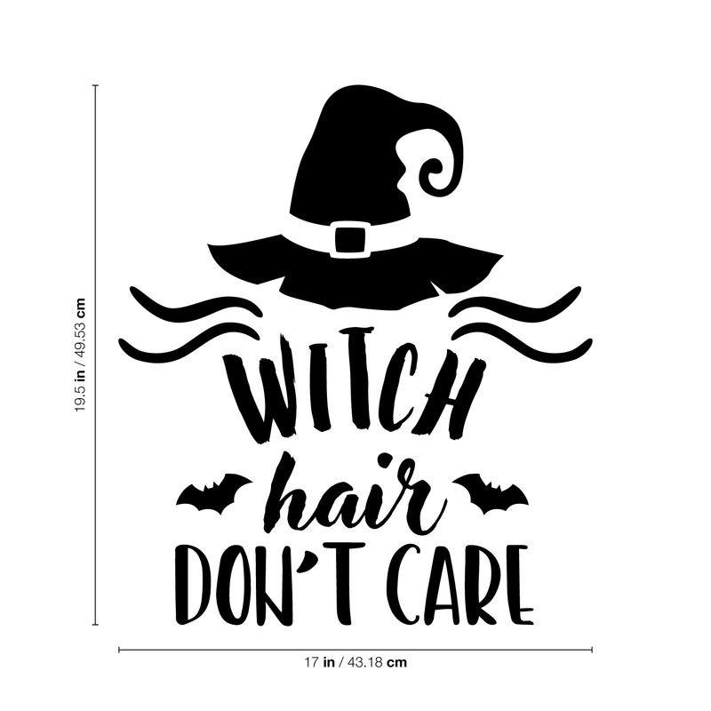 Vinyl Wall Art Decal - Witch Hair Don't Care - 19.5" x 17" - Trendy Halloween Season Broom Hat Shape For Home Bedroom Living Room School Classroom Office Decoration Sticker 4