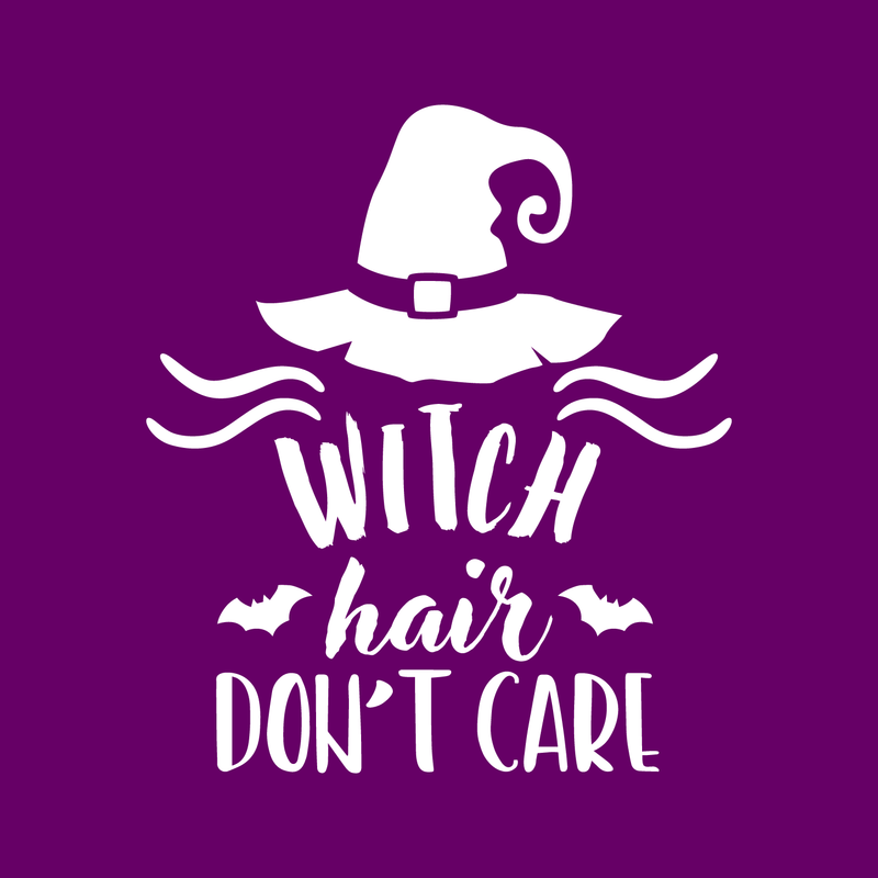 Vinyl Wall Art Decal - Witch Hair Don't Care - 19.5" x 17" - Trendy Halloween Season Broom Hat Shape For Home Bedroom Living Room School Classroom Office Decoration Sticker 4