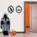 Set of 4 Vinyl Wall Art Decals - Halloween Frames - 17" x 20" Each - Trendy Halloween Season Broom Hat Shape For Home Bedroom Living Room School Classroom Office Decoration Sticker 2