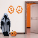 Set of 4 Vinyl Wall Art Decals - Halloween Frames - 17" x 20" Each - Trendy Halloween Season Broom Hat Shape For Home Bedroom Living Room School Classroom Office Decoration Sticker 2