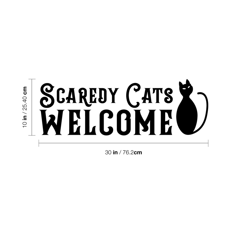 Vinyl Wall Art Decal - Scaredy Cats Welcome - Trendy Funny Halloween Quote For Home Entryway Front Door Store Coffee Shop Restaurant Seasonal Decoration Sticker 4