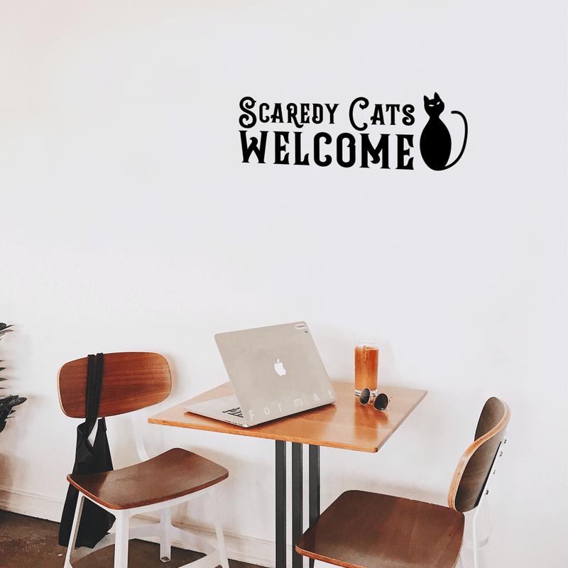 Vinyl Wall Art Decal - Scaredy Cats Welcome - Trendy Funny Halloween Quote For Home Entryway Front Door Store Coffee Shop Restaurant Seasonal Decoration Sticker 3