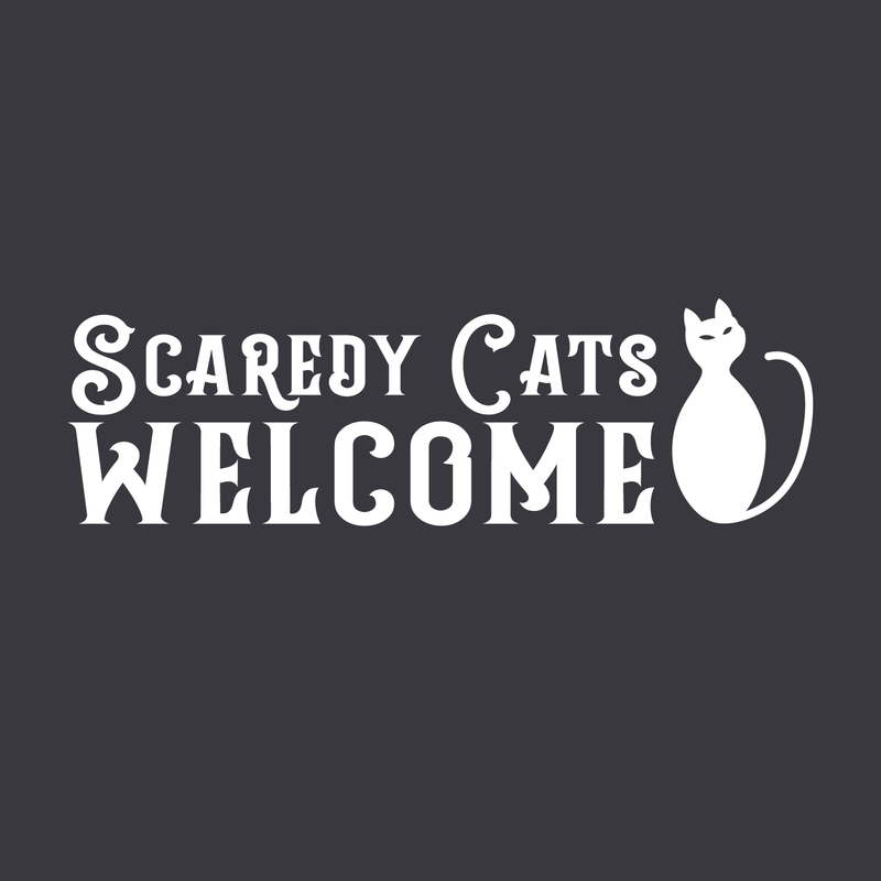 Vinyl Wall Art Decal - Scaredy Cats Welcome - 10" x 30" - Trendy Funny Halloween Quote For Home Entryway Front Door Store Coffee Shop Restaurant Seasonal Decoration Sticker 4