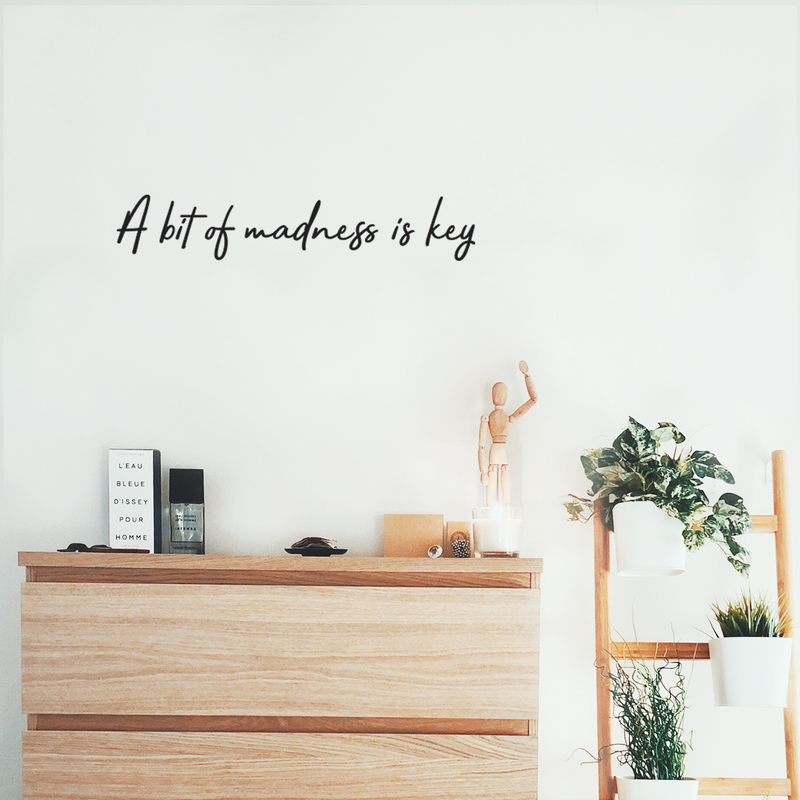 Vinyl Wall Art Decal - A Bit Of Madness Is Key - 4.5" x 25" - Trendy Humorous Inspirational Quote For Home Bedroom Living Room Office Workplace Decoration Sticker 2