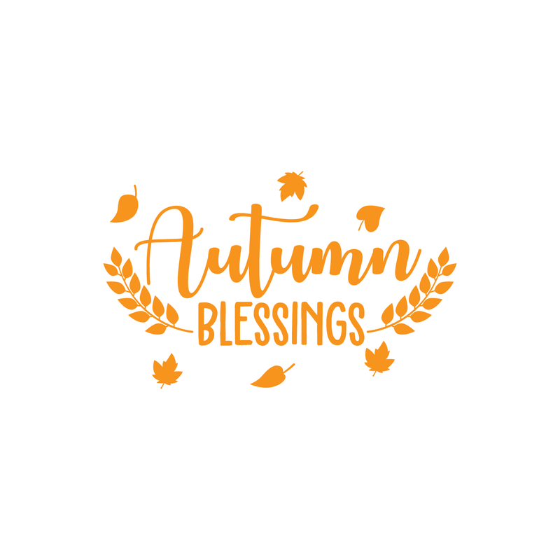 Vinyl Wall Art Decal - Autumn Blessings - 17" x 27.5" - Trendy Harvest Fall Leaves Halloween Seasonal Quote For Home Bedroom Kitchen Dining Room Office Church Decoration Sticker 1