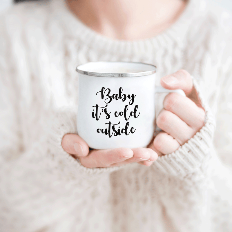 Vinyl Wall Art Decal - Baby It's Cold Outside - 4" x 3.5" - Trendy Christmas Winter Quote For Coffee Mugs Glasses Notebook Laptop Agenda Seasonal Decoration Sticker 4