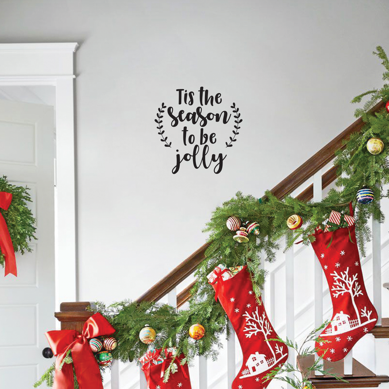 Vinyl Wall Art Decal - Tis The Season To Be Jolly - Cute Christmas Winter Quote For Home Living Room Front Door Coffee Shop Store Seasonal Decoration Sticker 2