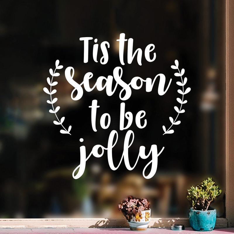 Vinyl Wall Art Decal - Tis The Season To Be Jolly - 17" x 17" - Cute Christmas Winter Quote For Home Living Room Front Door Coffee Shop Store Seasonal Decoration Sticker 3