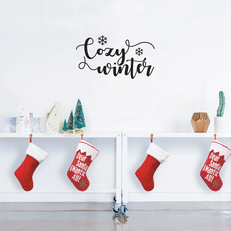 Vinyl Wall Art Decal - Cozy Winter - 17" x 30" - Trendy Christmas Winter Quote For Home Living Room Front Door Coffee Shop Store Seasonal Decoration Sticker 2