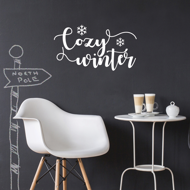 Vinyl Wall Art Decal - Cozy Winter - 17" x 30" - Trendy Christmas Winter Quote For Home Living Room Front Door Coffee Shop Store Seasonal Decoration Sticker 3