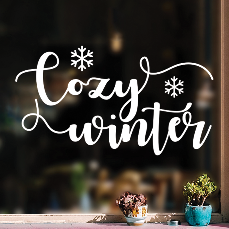 Vinyl Wall Art Decal - Cozy Winter - 17" x 30" - Trendy Christmas Winter Quote For Home Living Room Front Door Coffee Shop Store Seasonal Decoration Sticker 2