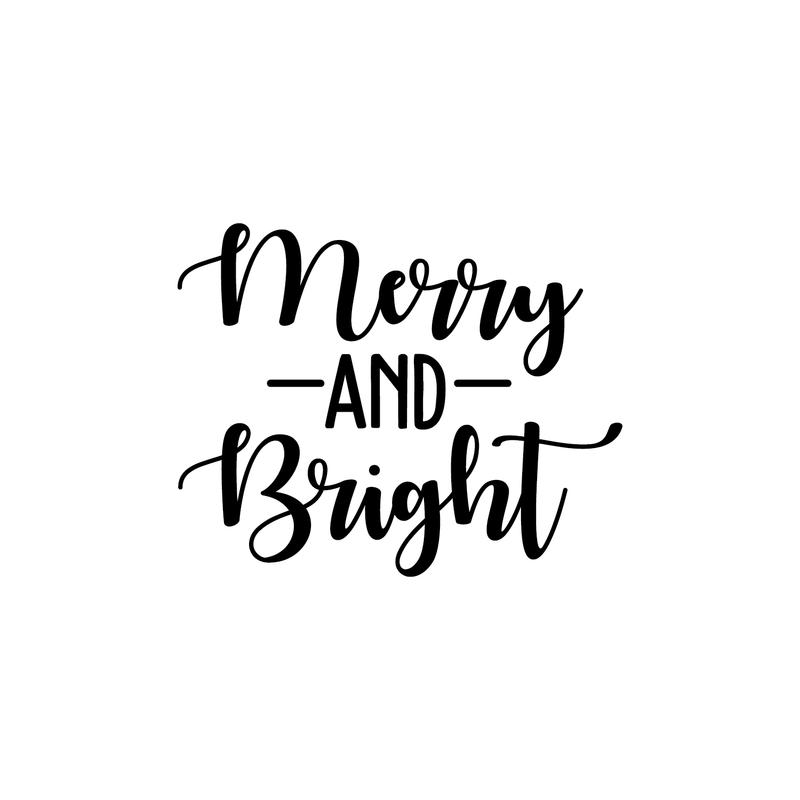 Vinyl Wall Art Decal - Merry and Bright - - Christmas Seasonal Decoration Sticker - Indoor Outdoor Home Office Wall Door Window Bedroom Workplace Decor Decals (; Black) 1