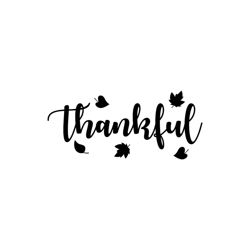 Vinyl Wall Art Decal - Thankful - 10.5" x 23.5" - Trendy Autumn Harvest Fall Leaves Seasonal Quote For Home Bedroom Kitchen Dining Room Office Church Decoration Sticker 1