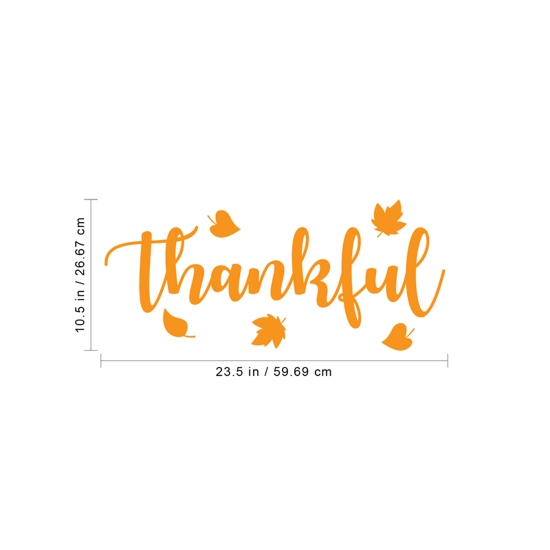 Vinyl Wall Art Decal - Thankful - 10.5" x 23.5" - Trendy Autumn Harvest Fall Leaves Seasonal Quote For Home Bedroom Kitchen Dining Room Office Church Decoration Sticker 4