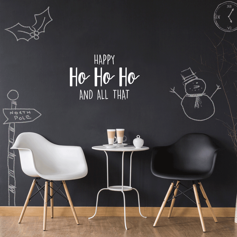 Vinyl Wall Art Decal - Happy Ho Ho Ho And All That - 17" x 26" - Trendy Christmas Winter Santa Quote For Home Living Room Front Door Coffee Shop Store Seasonal Decoration Sticker 3