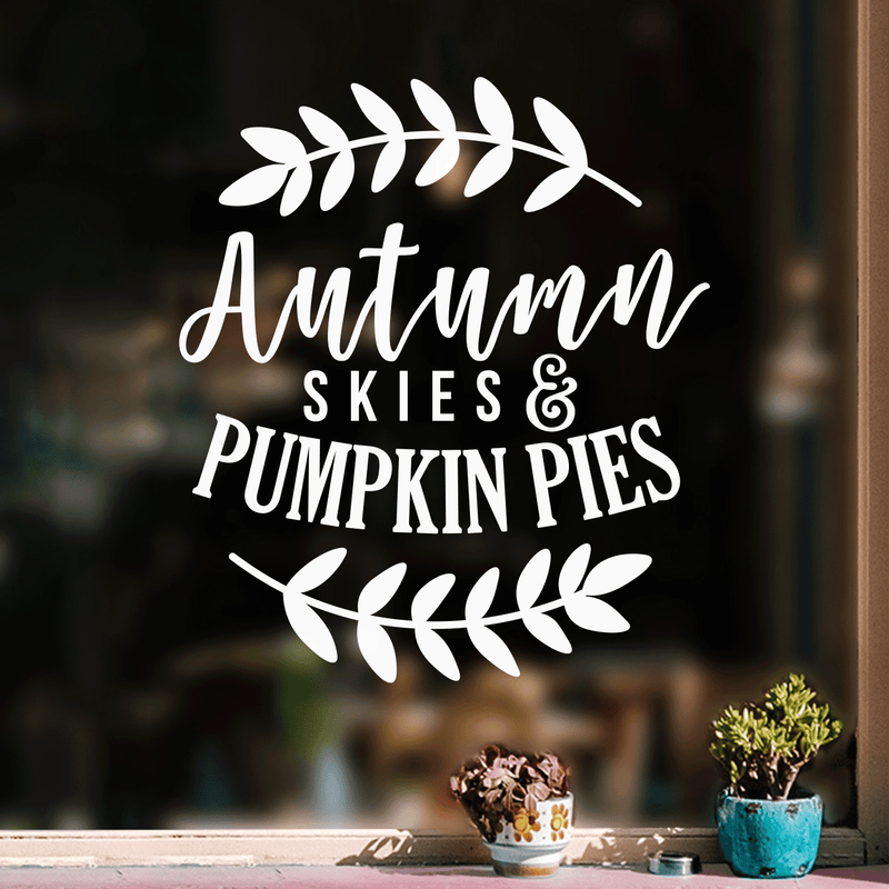 Vinyl Wall Art Decal - Autumn Skies And Pumpkin Pies - 25" x 22" - Modern Minimal Seasonal Quote For Home Bedroom Kids Room Office Workplace School Fall Decoration Sticker 3