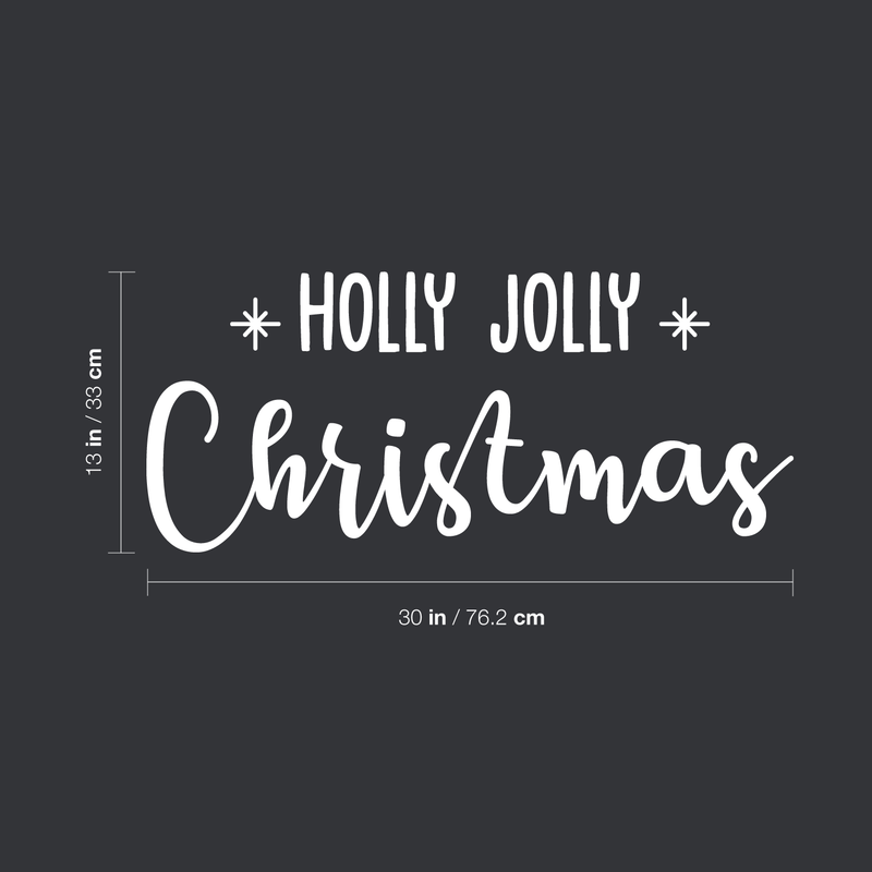 Vinyl Wall Art Decal - Holly Jolly Christmas - 13" x 30" - Trendy Cute Quote For Home Living Room Front Door Coffee Shop Store Office School Seasonal Decoration Sticker 4