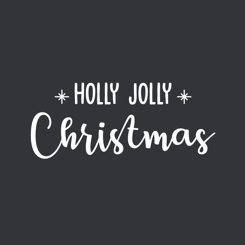 Vinyl Wall Art Decal - Holly Jolly Christmas - 13" x 30" - Trendy Cute Quote For Home Living Room Front Door Coffee Shop Store Office School Seasonal Decoration Sticker 1