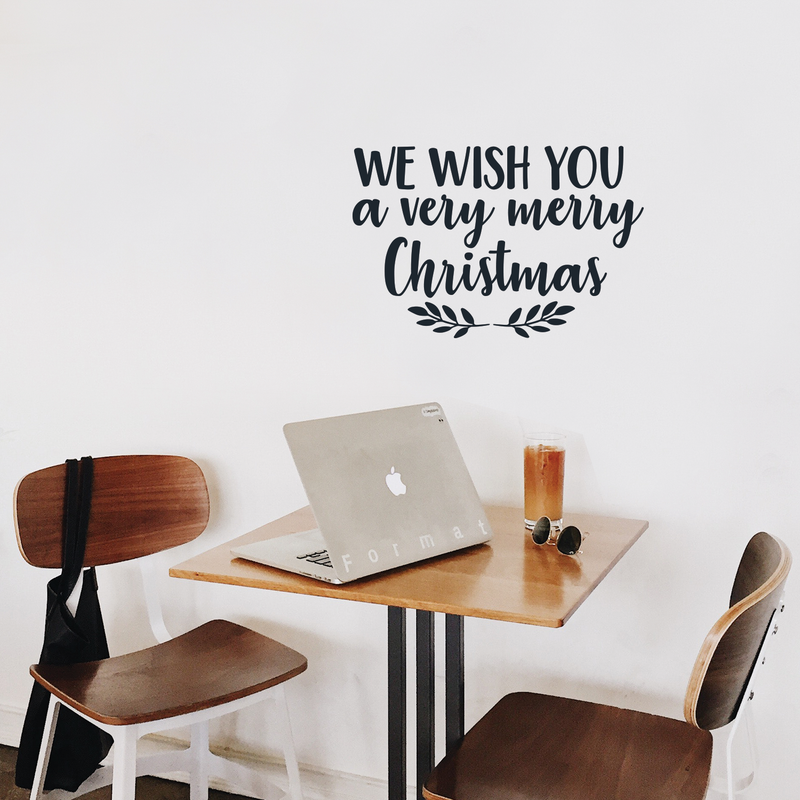 Vinyl Wall Art Decal - We Wish You A Very Merry Christmas - Modern Cute Quote For Home Living Room Front Door Store School Office Coffe Shop Seasonal Decoration Sticker 3