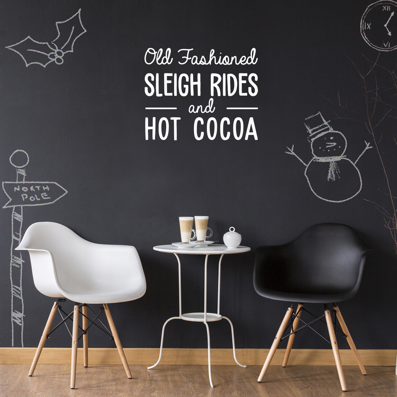 Vinyl Wall Art Decal - Old Fashioned Sleigh Rides And Hot Cocoa - 22" x 27" - Modern Christmas Quote For Home Living Room Kitchen Coffe Shop Seasonal Decoration Sticker 5