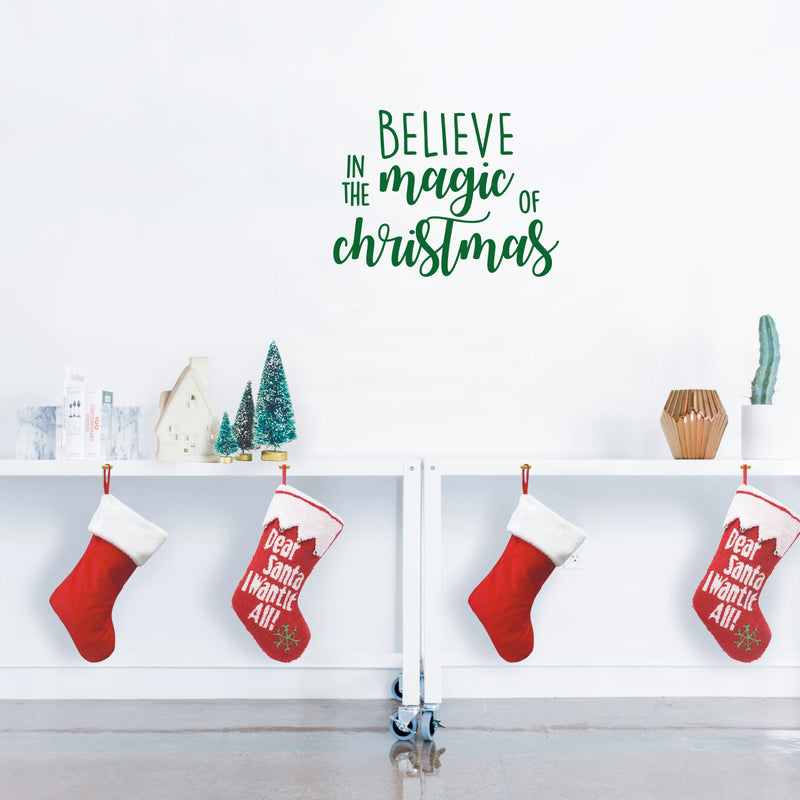 Vinyl Wall Art Decal - Believe In The Magic Of Christmas - 17" x 23" - Fun Trendy Christmas Winter Season Quote For Home Living Room Kitchen Bar Restaurant Alcohol Decoration Sticker 1