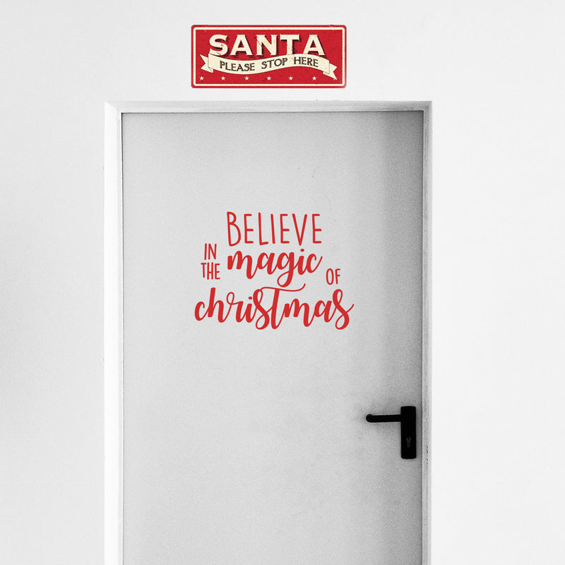 Vinyl Wall Art Decal - Believe In The Magic Of Christmas - 17" x 23" - Fun Trendy Christmas Winter Season Quote For Home Living Room Kitchen Bar Restaurant Alcohol Decoration Sticker 1