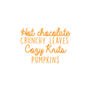 Vinyl Wall Art Decal - Hot Chocolate Crunchy Leaves Cozy Knits Pumpkins - 17" x 23.5" - Autumn Harvest Fall Seasonal Quote For Home Bedroom Kitchen Dining Room Office Decoration Sticker 1