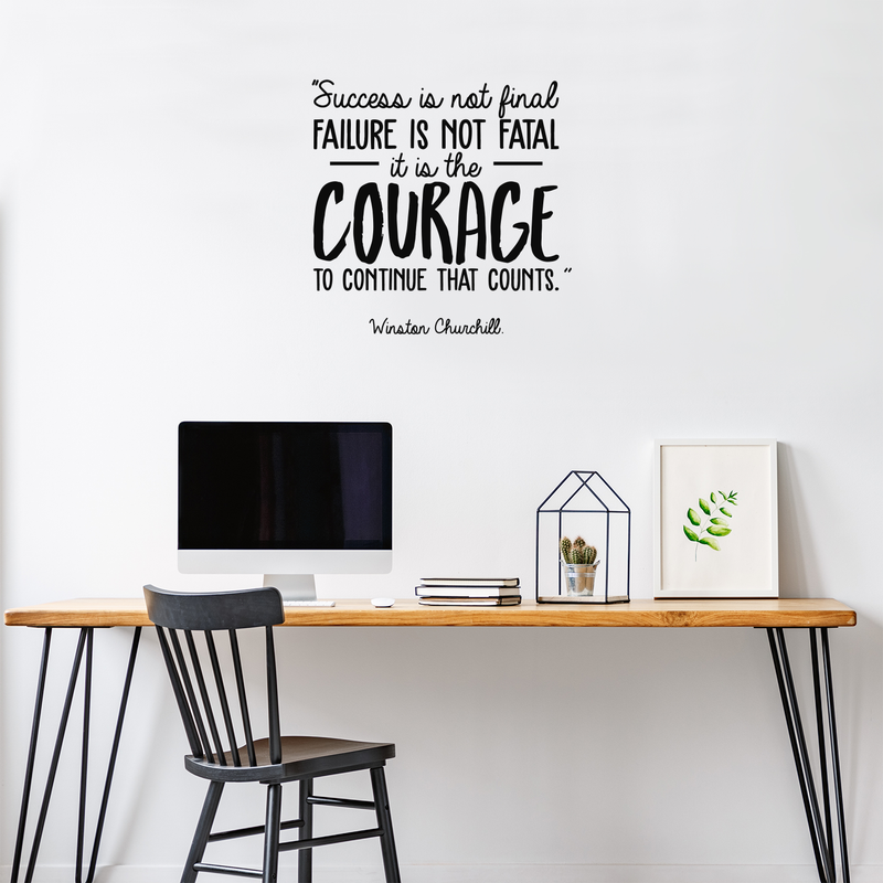 Vinyl Wall Art Decal - Success Is Not Final Failure Is Not Fatal - Winston Churchill Motivational Quote For Home Workout Bedroom Office Work Decoration Sticker 3