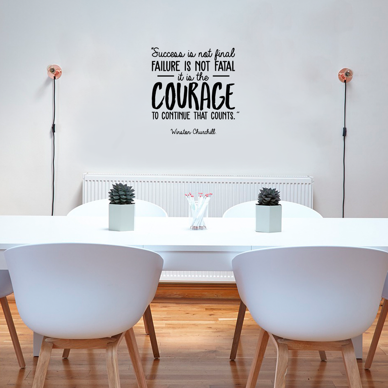 Vinyl Wall Art Decal - Success Is Not Final Failure Is Not Fatal - Winston Churchill Motivational Quote For Home Workout Bedroom Office Work Decoration Sticker 2