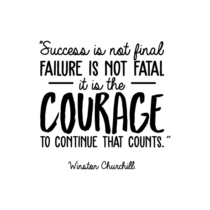 Vinyl Wall Art Decal - Success Is Not Final Failure Is Not Fatal - Winston Churchill Motivational Quote For Home Workout Bedroom Office Work Decoration Sticker 1