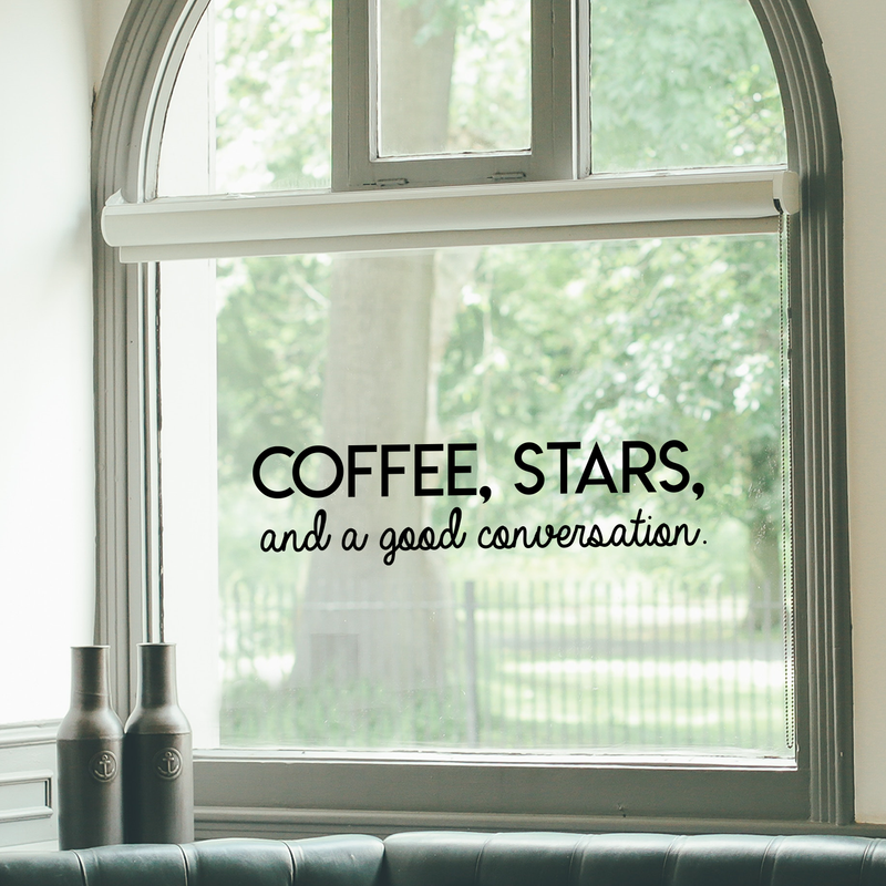 Vinyl Wall Art Decal - Coffee Stars And A Good Conversation - 8" x 30" - Trendy Modern Inspirational Quote For Home Bedroom Coffee Shop Library Kitchen Living Room Decoration Sticker 2