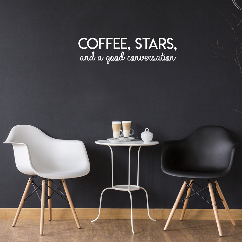 Vinyl Wall Art Decal - Coffee Stars And A Good Conversation - 8" x 30" - Trendy Modern Inspirational Quote For Home Bedroom Coffee Shop Library Kitchen Living Room Decoration Sticker 3