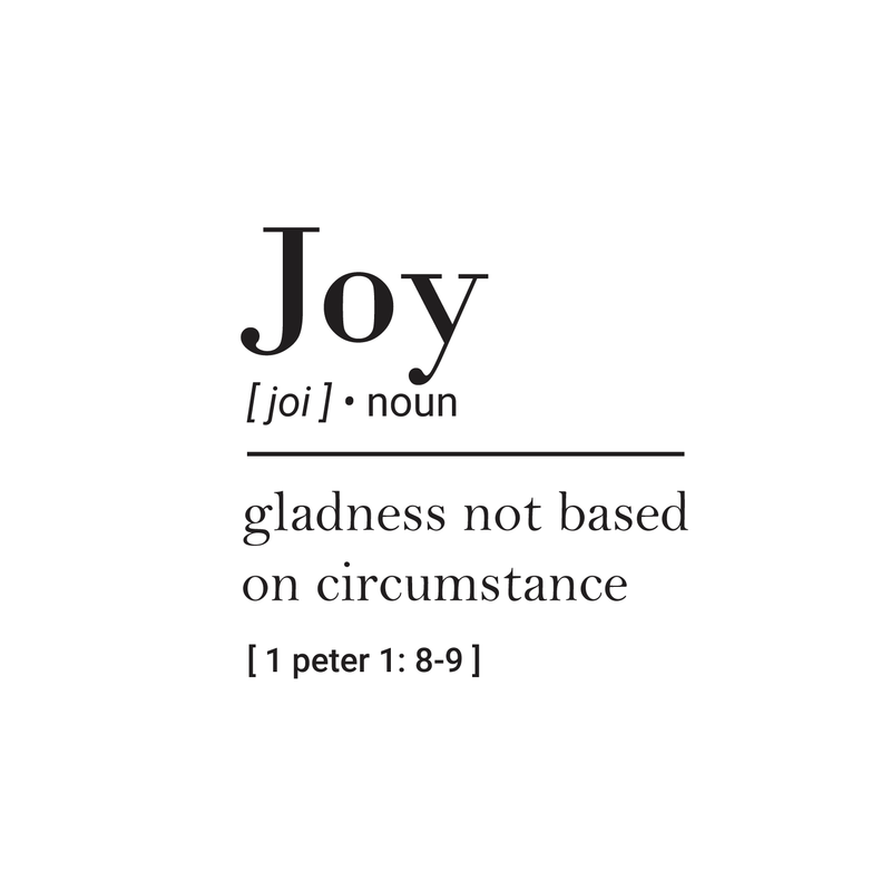 Vinyl Wall Art Decal - Joy Gladness Not Based On Circumstance - 22" x 22" - 1 Peter 1:8-9 Inspirational Religious Faithful Quote For Home Bedroom Living Room Church Work Decor 5