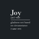 Vinyl Wall Art Decal - Joy Gladness Not Based On Circumstance - 22" x 22" - 1 Peter 1:8-9 Inspirational Religious Faithful Quote For Home Bedroom Living Room Church Work Decor 4