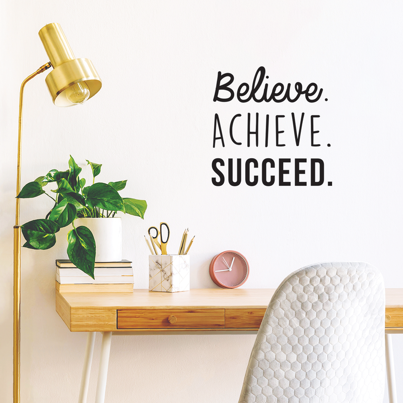 Vinyl Wall Art Decal - Believe Achieve Succeed - 17" x 17" - Modern Positive Motivational Quote For Home Bedroom Living Room Office Workplace Store School Gym Decoration Sticker 4