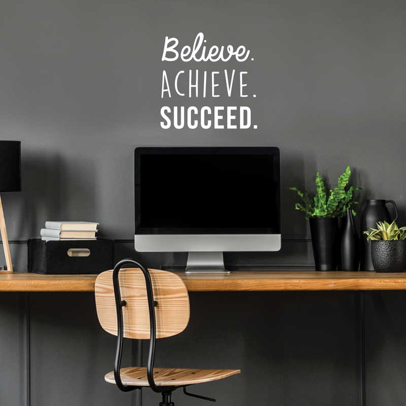 Vinyl Wall Art Decal - Believe Achieve Succeed - 17" x 17" - Modern Positive Motivational Quote For Home Bedroom Living Room Office Workplace Store School Gym Decoration Sticker 2