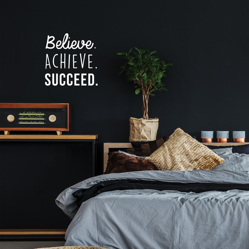 Vinyl Wall Art Decal - Believe Achieve Succeed - 17" x 17" - Modern Positive Motivational Quote For Home Bedroom Living Room Office Workplace Store School Gym Decoration Sticker 3