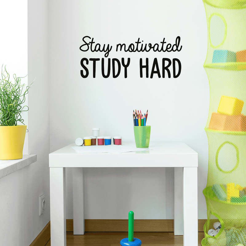 Vinyl Wall Art Decal - Stay Motivated Study Hard - 15" x 36" - Modern Positive Motivational Quote For Home Kids Room Office Workplace School Classroom Decoration Sticker 2